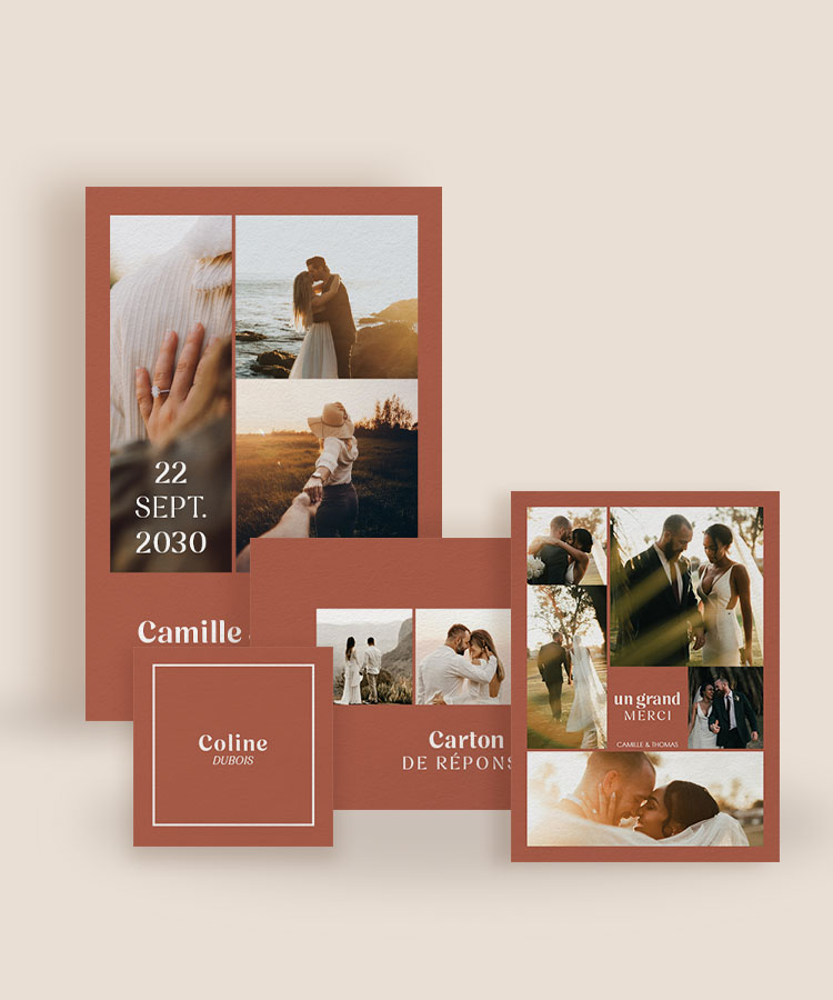 Faire part de mariage photo terracotta