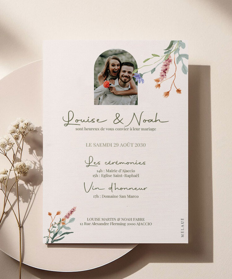 Faire part de mariage Bohème Pastel
