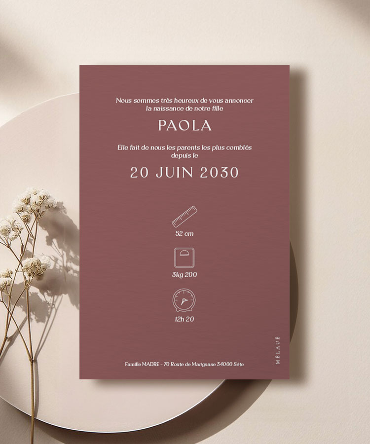 Faire part de naissance Paola