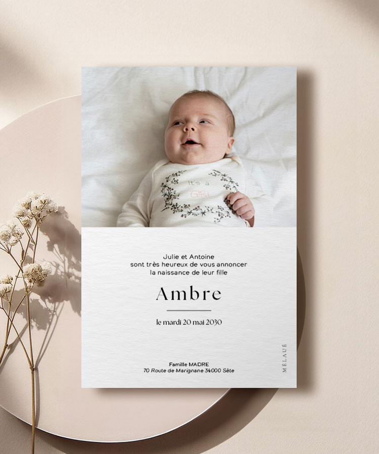 Faire part naissance fleuri