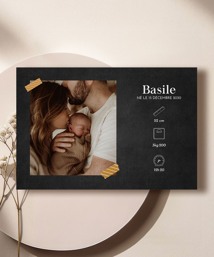 Faire part de naissance ardoise