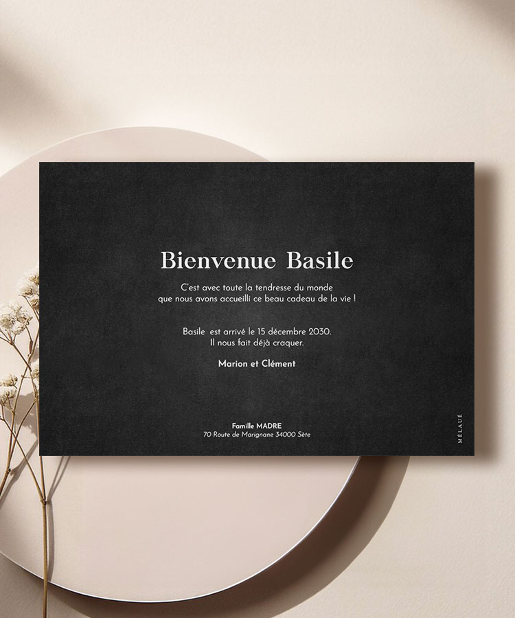 Faire part de naissance ardoise
