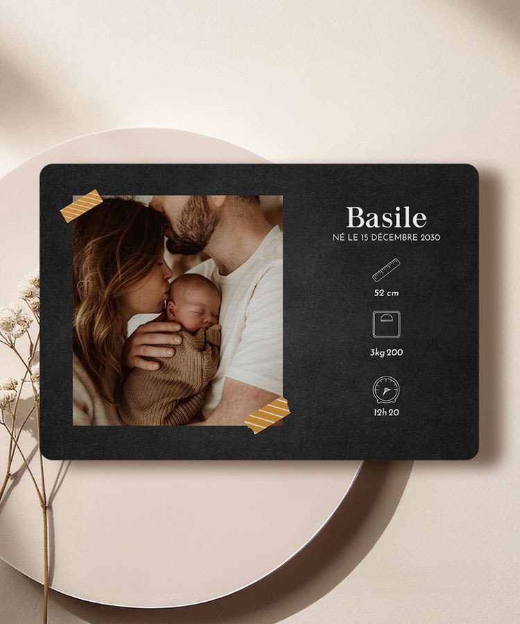 Faire part de naissance ardoise