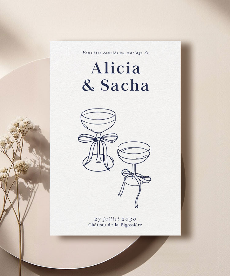 Faire part mariage Chic Coupe Champagne