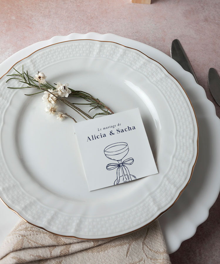 Marque place mariage coupe de champagne