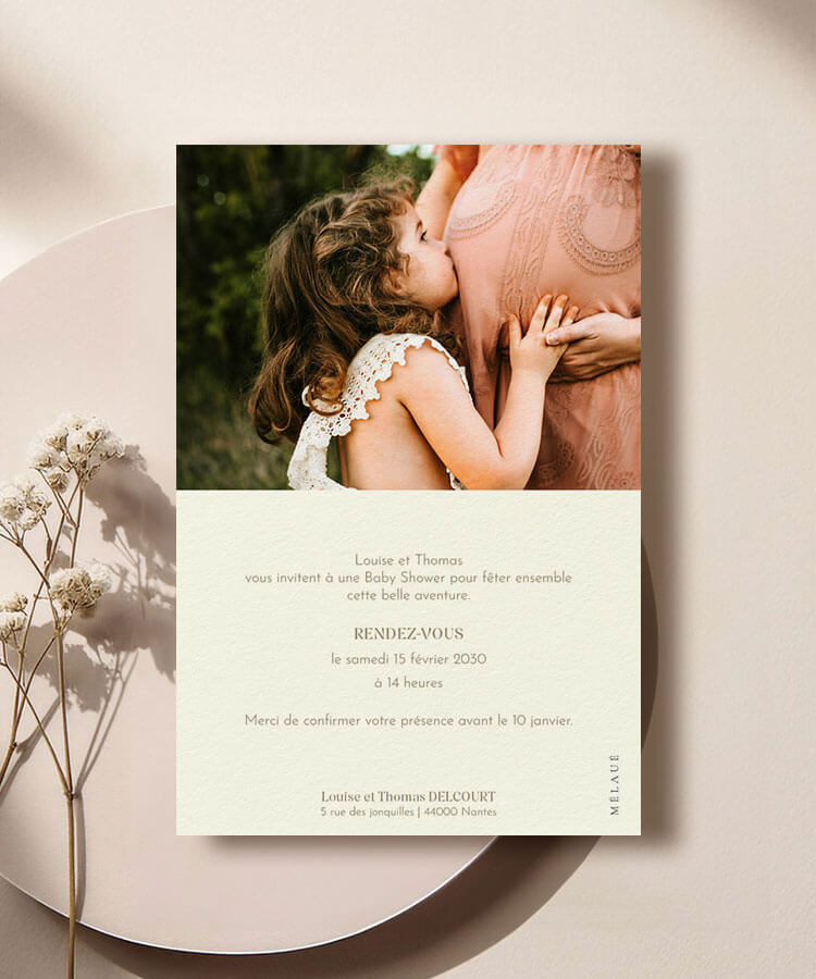 Faire part baby shower motif floral