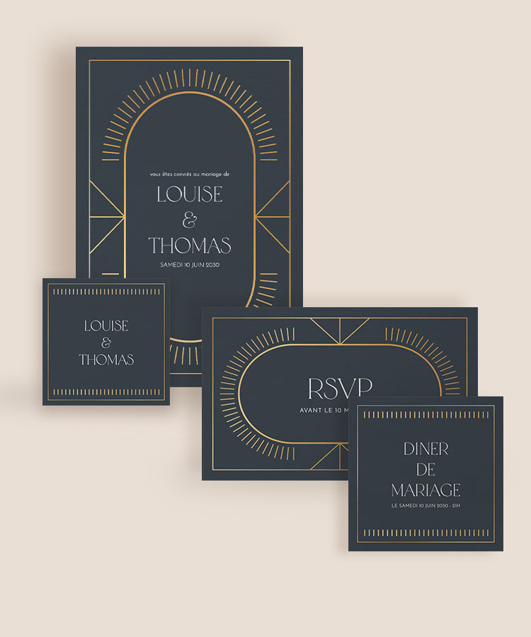 Faire-part de mariage art déco