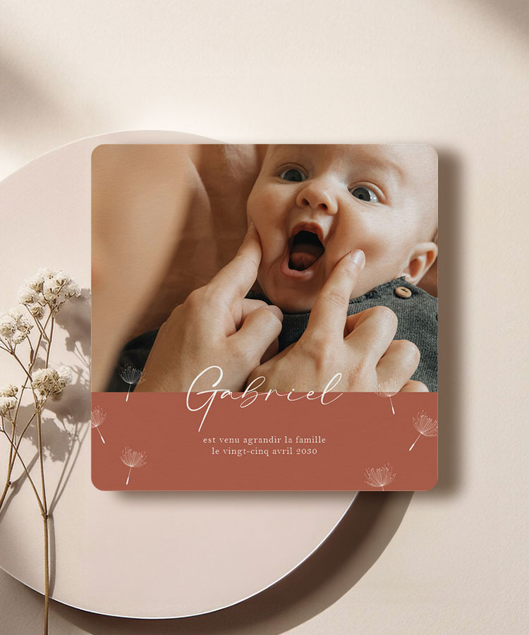 Faire part naissance terracotta carré 