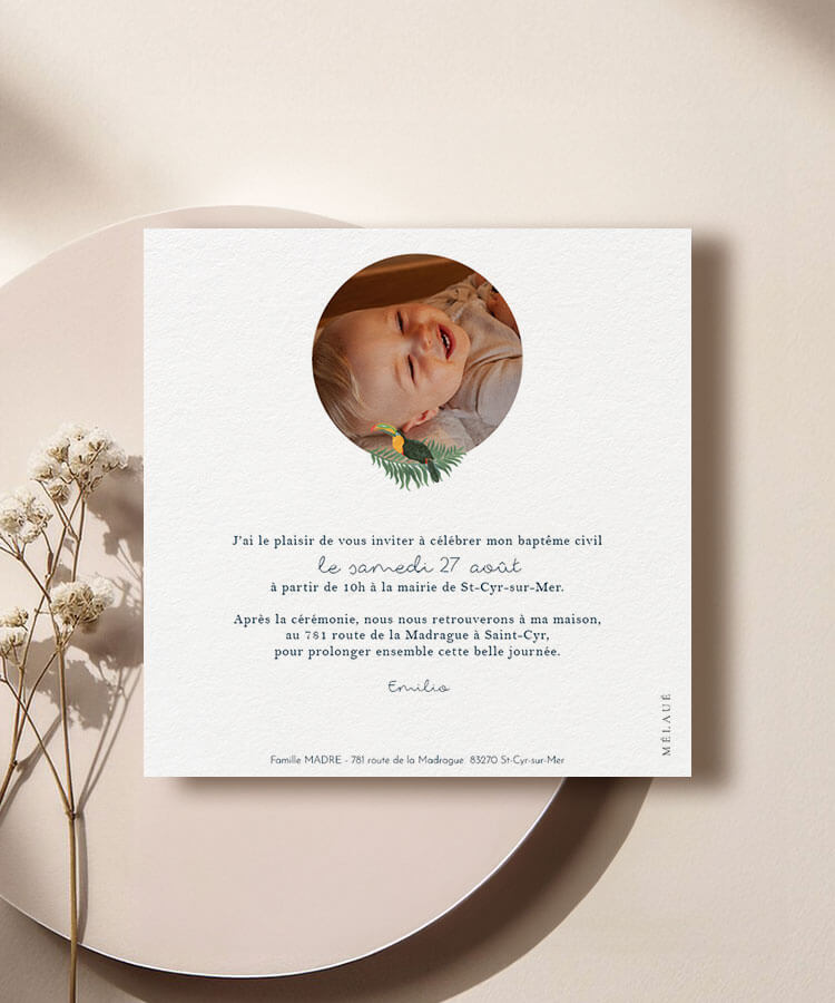 Faire part baptême Jungle