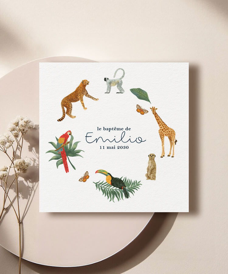 Faire-part de baptême Jungle