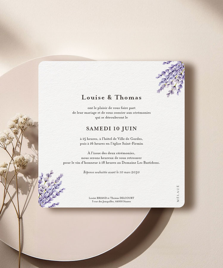 Faire-part mariage Lavande