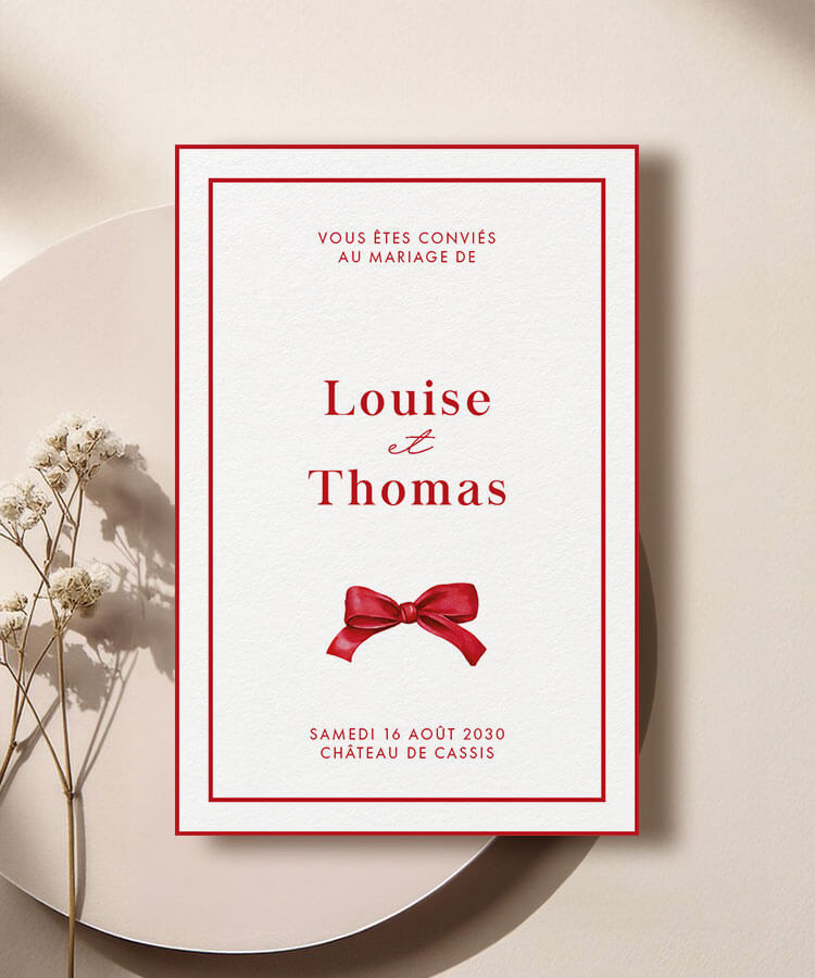 Faire part mariage rouge et blanc