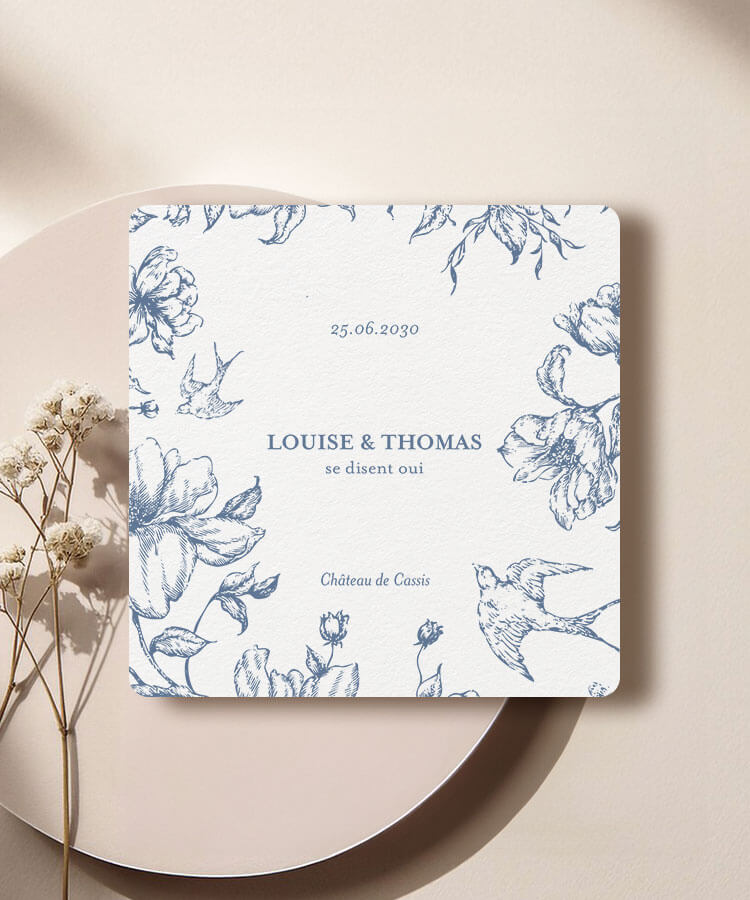 Faire-part mariage mariage Toile de jouy