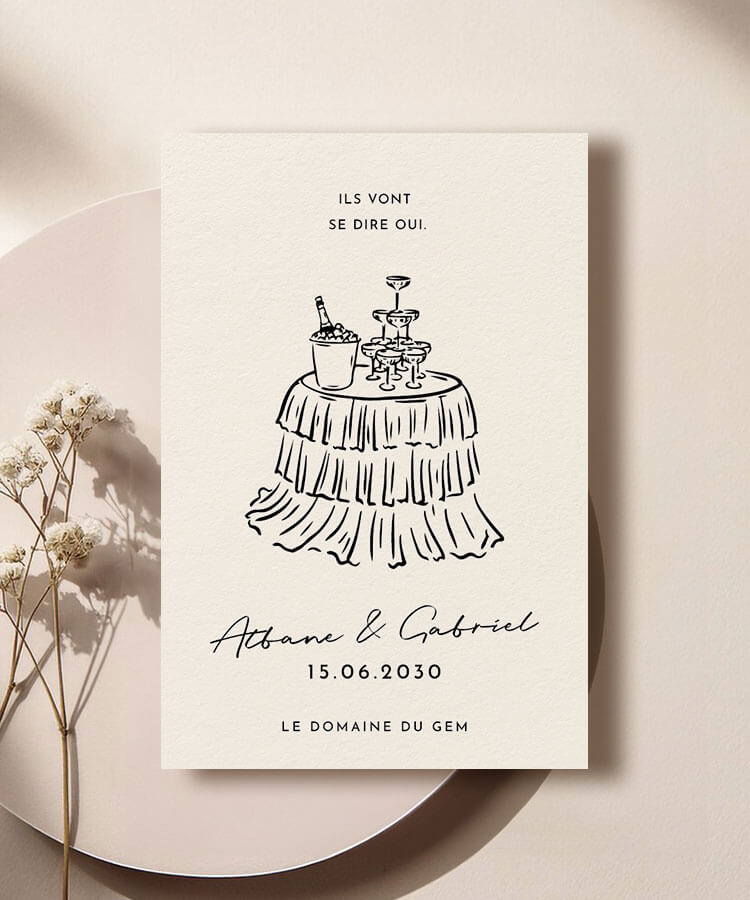 Faire part mariage Illustration Chic