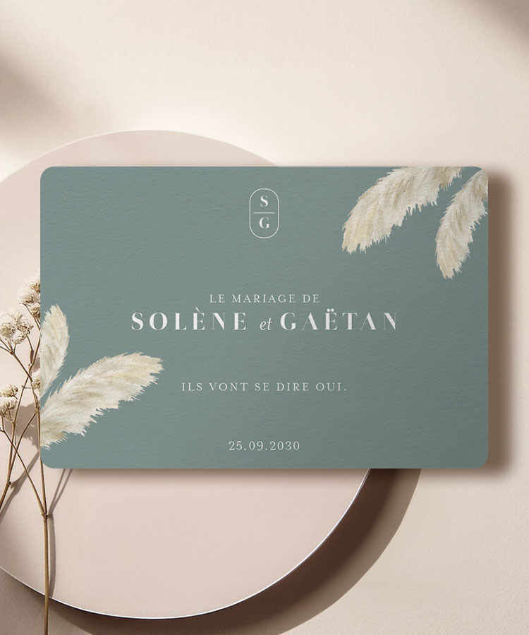 Faire-part de mariage pampa bohème