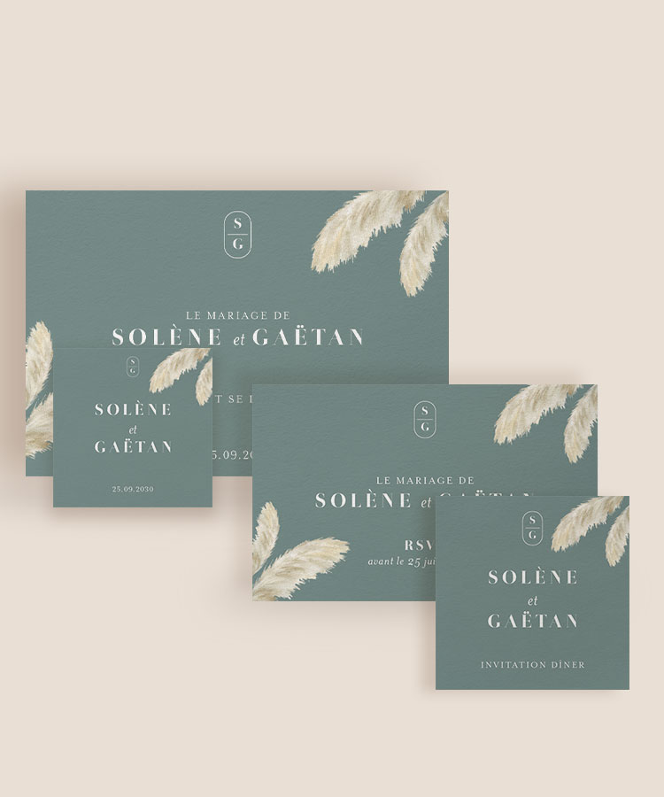 Faire-part de mariage pampa bohème