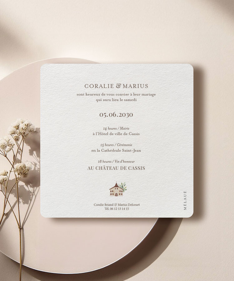 Faire-part de mariage illustration église