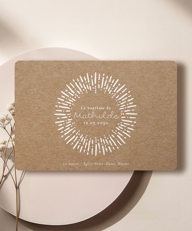 Faire-part baptême kraft