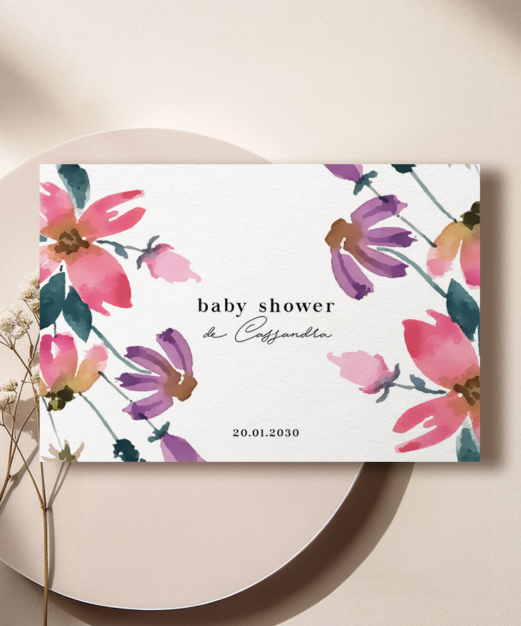 Faire part babyshower motif floral