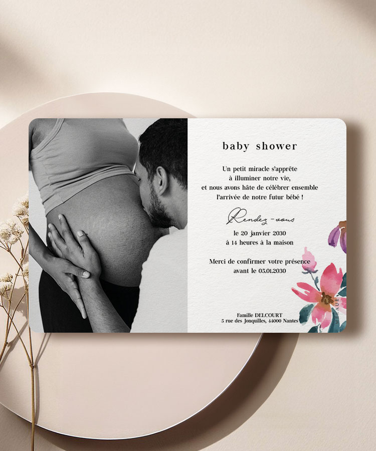 Faire part babyshower motif floral