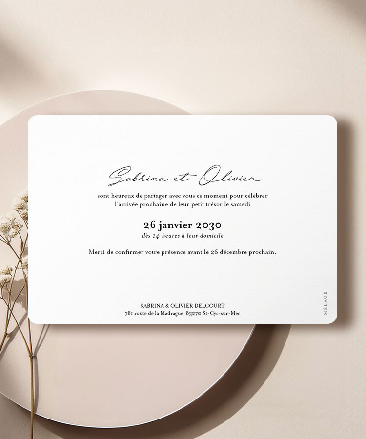 Faire-part babyshower kraft colombe