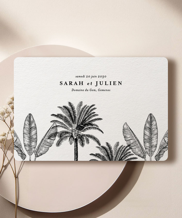 Faire-part mariage palmier