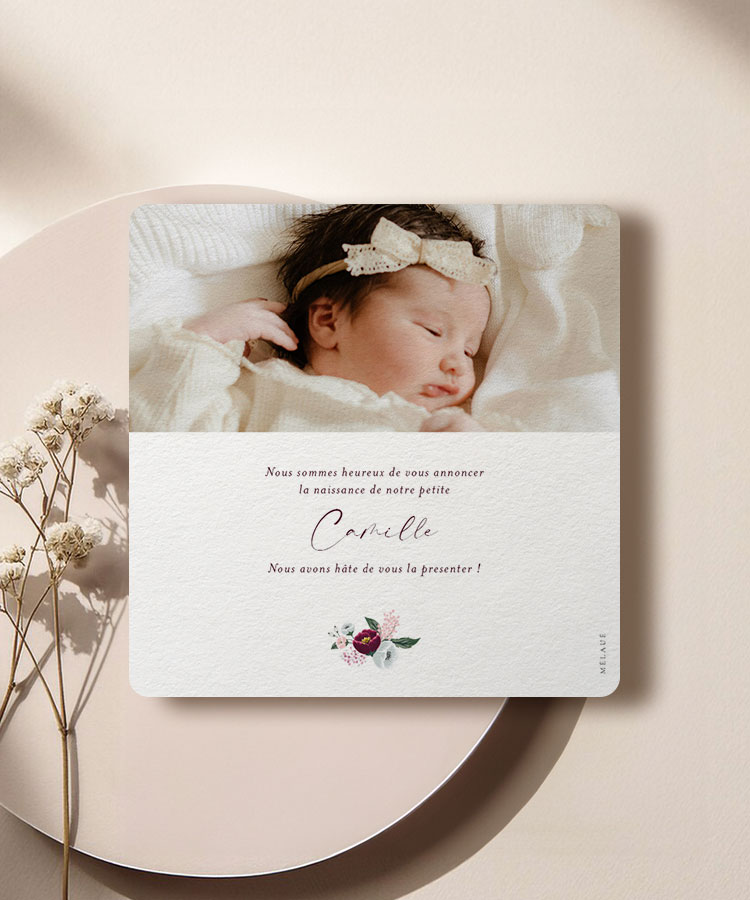 Faire-part naissance floral