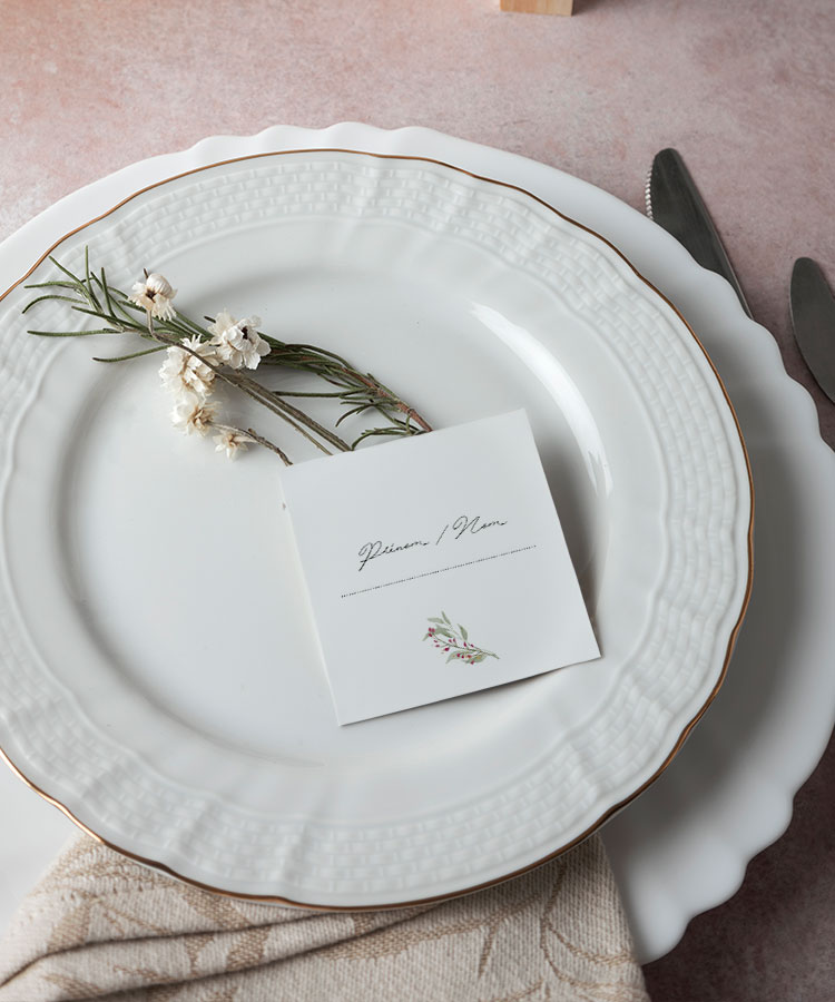 Marque place Kraft fleuri