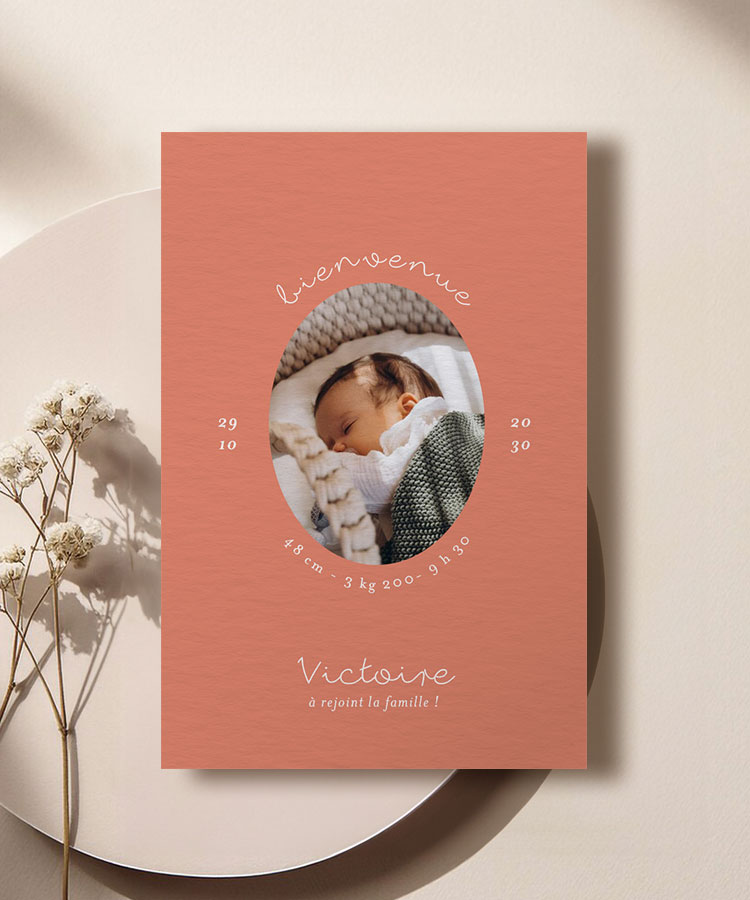 Faire-part naissance rose