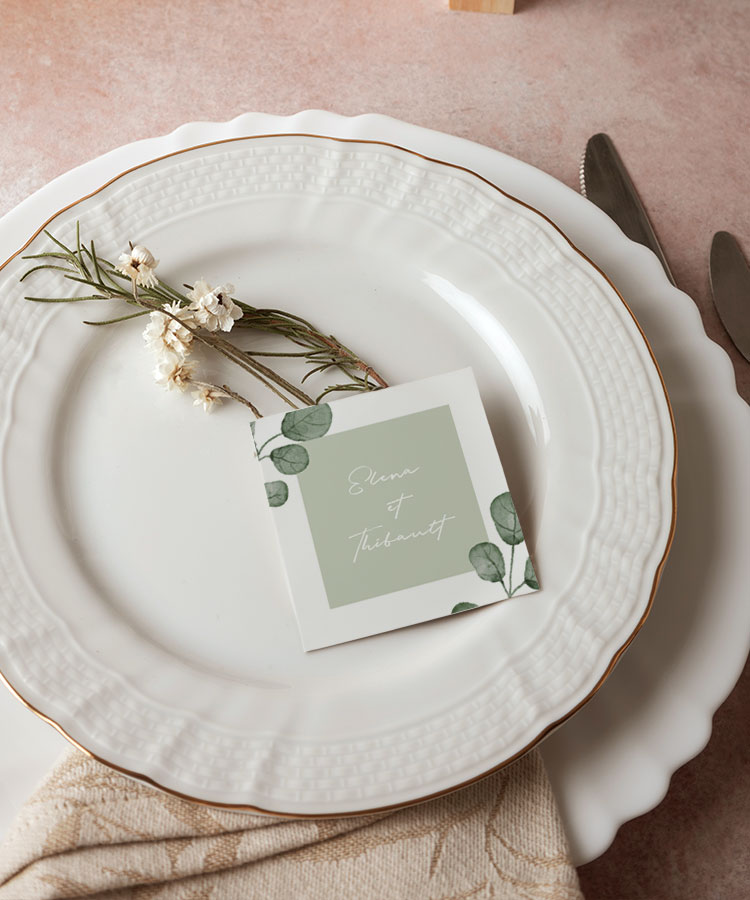 Marque place mariage Eucalyptus